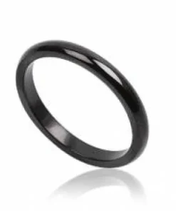 3mm sort fingerring i rustfri stål / Mænd