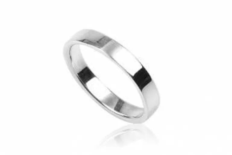 4mm Square Sølvfingerring m/k