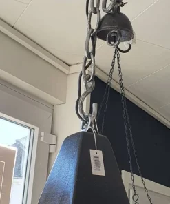 Pendel/Hængelampe i rå sort aluminium med kæde - 17x17cm