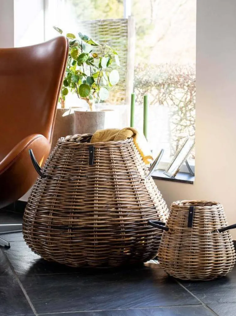 Pæreformede koniske rattan krukker - Ø.30 + Ø.50 + Ø.70