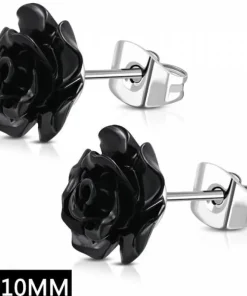Rose ørestikker i rustfri stål med resin - 3 farver