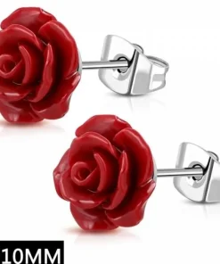 Rose ørestikker i rustfri stål med resin - 3 farver