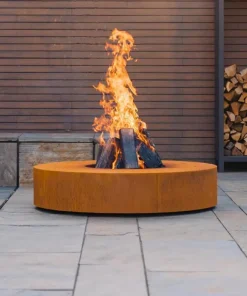 Rund eller firkantet bålsted / ildsted i corten stål - Bålgrill M/U grillrist