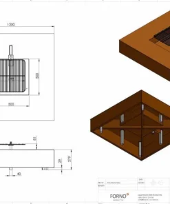 Rund eller firkantet bålsted / ildsted i corten stål - Bålgrill M/U grillrist