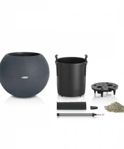 Rund Plantekrukke med indsats og selvvanding - Ø.50cm / Hvid - Sand - Slate