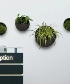 Rund vægampel / vægkrukke til planter og blomster - 3 størrelser - Sort + Hvid