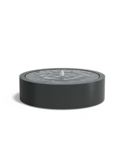 Runde lave vandbassiner / vandfontæner i aluminium med LED lys - H.40cm