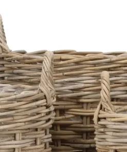 Runde rattankurve / potter med indsats og håndtag