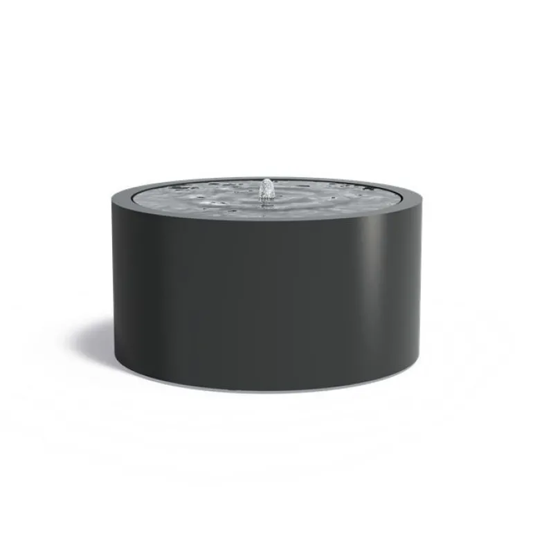 Runde vandbassiner / vandfontæner i aluminium med LED lys - H.75cm