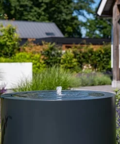 Runde vandbassiner / vandfontæner i aluminium med LED lys - H.75cm