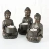 Små Buddha fyrfadslysestager i brun antik / 3stk