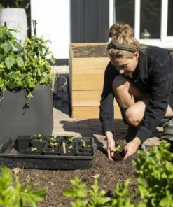Sort glat firkantet kubisk krukke smooth black - Livstidsgaranti