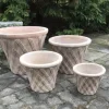 Sæt med 4stk Terracotta krukker med mønster