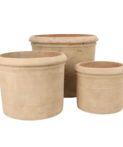 3stk runde Terracotta lerkrukker - antik choko vintage - Ø.55cm
