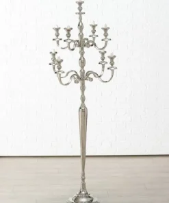 Stor 9 armet kandelaber gulvlysestage i sølv / alu - 180cm