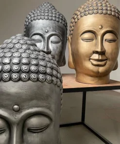 Stor Buddha Hoved - 65cm - sølv eller koks