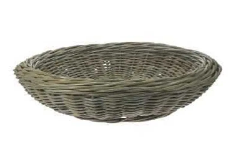 Stor dekorationsfad / rattanbakke i flettet rattan/pil - Ø.60cm