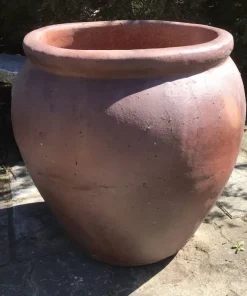 Stor Hårdtbrændt Lerkrukke / Ironstone krukke i stentøj - H.72xØ.75cm