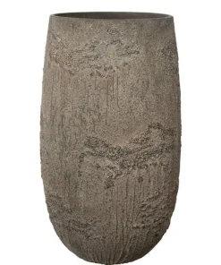 Stor H.90xØ.50cm rustik krukke med møster - Sandgrå eller Brun