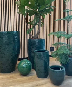 Stor krukke i hammered metal - Ocean Green - 3 størrelser