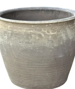 Stor Vintage Lerkrukke i støvgrå old look - Ø.60 + Ø.80