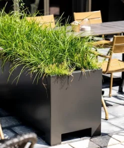 Store aflange plantekasser i aluminium med ben / fødder - 7021 Antrazit