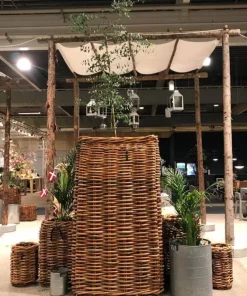 Store firkantede flettede rattan kurve / krukker - M/U Hjul