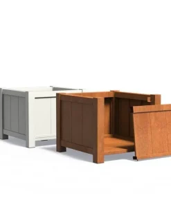 Store firkantede plantekasser i corten stål med fødder / 80x80 eller 100x100