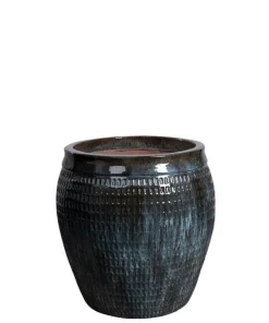 Store glaserede krukker i keramik - misty blue - op til Ø.81xH.81cm