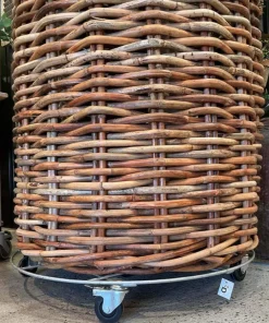 Store runde flettede rattan kurve / krukker - M/U Hjul