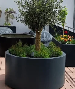 Store runde plantekrukker i polyester - 4 str - H.60cm