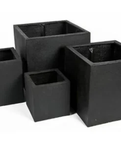 Store Sorte + Grå krukker - Firkantede plantekummer - Udendørs