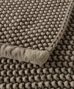 Strikket tæppe / plaid i flot sandbrun - L.180xB.130cm