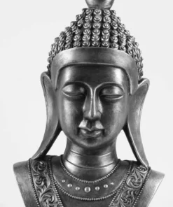 Thai Buddha buste sort/sølv 50cm