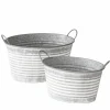Zinkbaljer / plantebaljer i støvet grå zink med håndtag - Sæt 2stk