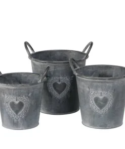 Zinkspande / Potter med håndtag og hjerte / SÆT